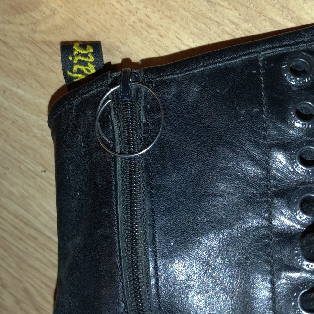 Dr Martens Miranda Black 14-Eye Lace Up Leather Combat Boots Women's Size 10 - Picture 10 of 15